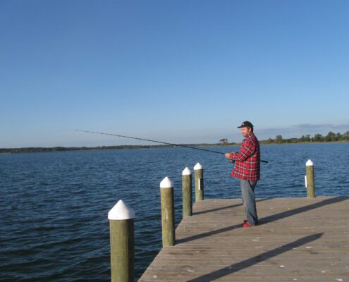 Lawrence fishing on Chesapeake Pier