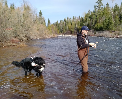 Lawrence and Moby Fishing Wolf River