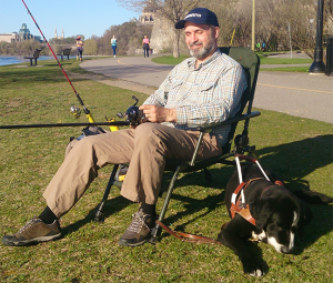 Lawrence and Moby fishing at Victoria Island