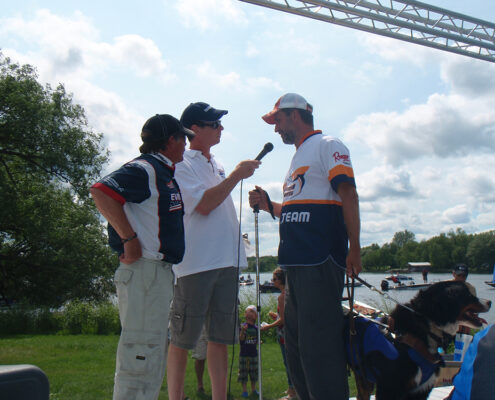 Lawrence and Lorne on stage with Ed Han
