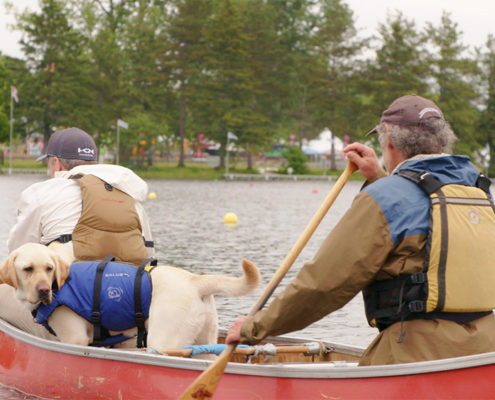 Lawrence, Sherman and Max canoeing