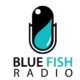 Logo of Blue Fish Radio with a stylized fish and microphone.